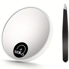 50배 확대 미니 거울 휴대용 흡착식 화장품 미용 정밀 black 블랙, 화이트