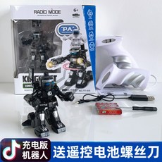 권투 휴머노이드 전투 로봇 RC배틀 AI 행동복사 RC 변신로봇 원격제어, 블랙, 1개