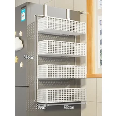 모던 미니멀리스트 주방 냉장고 수납 랙 벽걸이 철제 아트 다용도 보호필름 정리대, 54 흰색 4단 중간 사이즈 - 걸이형