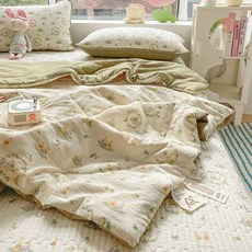 초정상점CHOJEONGSTORE 여름홑이불 쿨링이불 차렵이불, 매너 토끼, 더블 200x230 cm