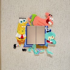 居家神器 像素風卡通抽象海綿開關裝飾家用免粘插座邊框套開關保護套, 像素風海綿寶寶開關套,一套