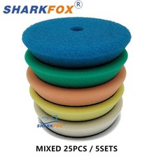 광택패드 폴리싱 Sharkfox 자동차 연마 패드 버핑 폴리셔 디스크 광택제 스폰지 DA 왁싱 복합 도, 37) Miexd 25pcs  3Inch Backer
