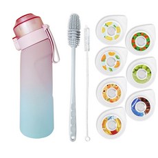 에어업 650ml 과일향 물병 0설탕 0칼로리 에어 스포츠 물병, 그라데이션파우더+7가지 맛 링(브러시미포함)