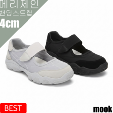무크 여성 4cm 폭신폭신 쿠션UP 밴딩 메리제인 스트랩 논슬립 캐쥬얼 컴포트 단화 (225~250mm) 622309