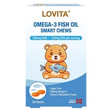 LOVITA 愛維他 Omega-3高濃度魚油QQ凍 兒童DHA魚油 挪威專利 好吸收無魚腥味, 30顆, 1盒