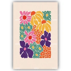 쿠쿠스토어 Dewprint 다채로운 꽃 시장 추상 포스터 레몬 바나나 벽 예술 캔버스 회화 북유럽 홈 거실, 04 21x30cm No Frame, 04 DEWW249