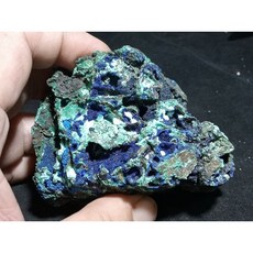 晶棋 水晶礦物藍銅礦孔雀石共生礦物標本 獨特紋理 提升居家品味 增添自然藝術氣息, 1個