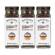 왓킨스 초콜릿 장식용 스프링클 3.5온스 3팩 Watkins Chocolate Decorating Sprinkles 3.5 Ounce Pack of 3, 초콜릿 스프링클, 1개
