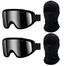 Chicingyou 비포장 자전거 고글 4개 방한모 마스크 2개 ATV 모토크로스 오토바이 고글 자외선 차단 남성 여성용 (로즈 레드), 2, 회색