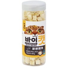 喵洽普 By Cat 貓咪冷凍乾燥零食 鱈魚鮭魚鮪魚比目魚蝶魚口味 寵物點心, 1個, 鱈魚60g