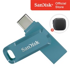 샌디스크 USB 메모리 울트라 듀얼 고 C타입 SDDDC3 나바지오 베이 블루 + 보관 케이스 패키지, 1개, 128GB