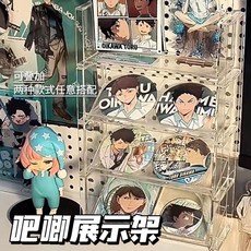 YOUYV 痛柜透明高顏值亞克力收納盒 公仔模型桌面展示柜 防塵收納置物架, 1個, 多功能斜面展示盒1層裝
