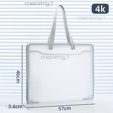 書法保護袋美術作品收納袋 8K畫作畫稿收納袋 大容量學生素描畫作品集 手提拉鏈大規格收納包, 1個, 4K 兩層收納 透明