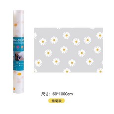 【開發票/統編】嘉德星 印花防潮墊 廚櫃墊 防水防油貼紙 碗櫃衣櫥防黴墊 書桌抽屜塑料墊, 1個, 清新小雛菊【特厚無甲醛無異味】,寬60cm*長3米【送美工刀】