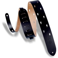 Levy's Leathers 2英吋 皮革吉他背帶 閃電鏤空設計 黑色, 1個