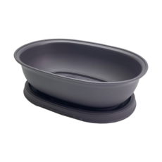 원예용 타원형 플라스틱 분재 화분 + 받침 세트, 1개, 진한 브라운