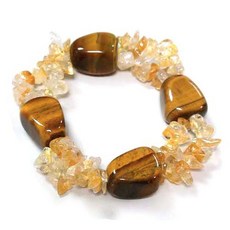 黃水晶虎眼石彈性手環：能量水晶手鍊，提升自信與財運，時尚百搭款