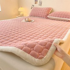 밀크 벨벳 매트리스 플리스 소재 침대 시트 커버 가을용 보호대, 4. Style Pink / A. 150x200cm, 1개
