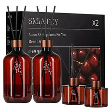스미어티 디퓨저 대용량 실내 방향제 리필액 선물 세트 집 화장실 방향제 500ml, 블랙체리, 2개