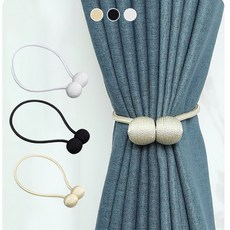 폴리 실크 커튼 묶기 타이백 자석 커텐 줄 고정 홀더 집게 핀 악세사리 묶는 끈 걸이 고리 스트랩 타이, 베이지 2개