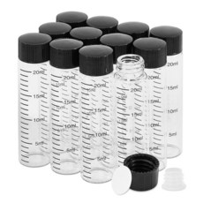 해외 Cadbibe 나사 캡과 플라스틱 스토퍼가 있는 20ml 투명 유리 눈금 바이알 뚜껑이 작은 샘플 누출 액체 보관 빈 25개 미국매장정품+ 1728984, 25., 10ml