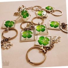 네잎 클로버 모양 투명 수지 키링 키홀더 행운 부적 가방 열쇠 고리 장식 소품, 상세페이지 참조, 1개