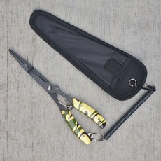 路亞釣魚鉗 釣魚鉗 脫鈎鉗 多功能路亞鉗 摘鉤鉗 剪線鉗多功能路亞鉗釣魚鉗取鈎器剪綫綁鈎鉗子控魚鉗加長鉗嘴釣魚工具鉗, 加長款/發黑迷彩版+鉗套+失手繩, 1個