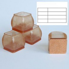 의자 발커버 스티커형 발캡 긁힘 방지 투명 미끄럼 문쾅, 1개, 큰 사각 8개