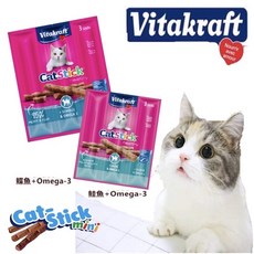 「德國 Vitakraft 肉條」 Vita肉條 vita貓快餐 貓肉條 Vita肉泥 貓零食 三毛吉寵, 1個, 6g雙口味/鮭魚鰈魚(總共70條),整盒, 200g, 鮭魚