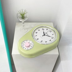 빈티지 레트로 파스텔 벽시계 무소음 거실 인테리어 벽걸이 시계, 올리브