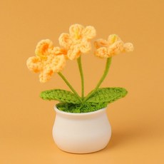 물망초 손뜨개 미니 화분 인테리어 장식품 집들이 개업 봄 선물 답례품, 1개, 노란색