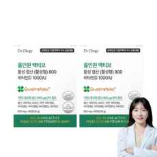 닥터올로지 올인원 활성 엽산 800 비타민D 60정, 2박스, 60회분