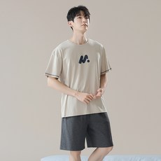 男士短袖純棉家居服套裝