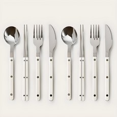 ade.l Fleur 雙人餐具8件組, 湯匙 2p + 筷子 2p + 叉子 2p + 餐刀 2p, 象牙白