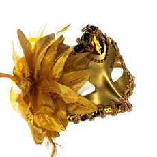 摩達客萬聖 Cosplay派對裝扮變裝 威尼斯寶石花朵造型面具(兩色可選), 金色, 1個