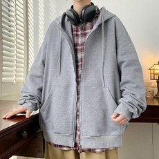 오버핏 커플후드티 보온 남녀공용 방한 후드집업 겨울