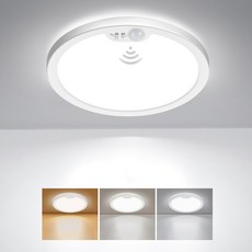 모션센서 천장조명 22.6cm 3000K 4000K 5000K LED 플러시마운트 복도 계단 옷장 타이머 1팩, 단일 8.7인치 1팩 화이트