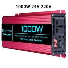 순수 정현파 인버터 12V 6000W 24V 차량용 1000W 3000W 태양광 전력 2000W 충전기 LCD 4000W 220V 변환기 AC 5000W, 24V 220V 1000W