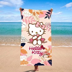 산리오 부드럽고 피부 이며 건조성 비치 타월 수영 캠핑용 휴대 착용 펼칠