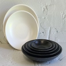 [SB수빈스토어] 매트 원형찬기 크림 검정 앞접시 찬그릇 감성접시 안주접시 고기집그릇, 매트원형찬기G-0113 검정