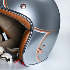 MODER 瓊斯 亮光星空銀 復古安全帽 3/4罩, XL(59-60cm)