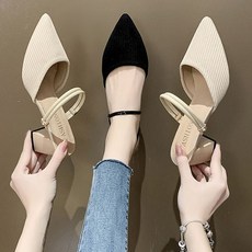 캐주얼신발 패브릭 스틸레토 통굽 슬링백 여성 뮬 블로퍼