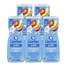Gerber 거버 퍼프 딸기 사과 스낵 유아과자 42g, 5개