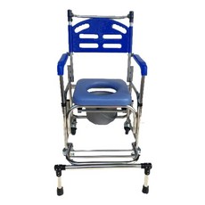 【海夫健康生活館】行健 不鏽鋼 扶手可掀 塑背款 便盆椅 洗澡椅 附輪 防前傾踏板(S-B1359), 1個