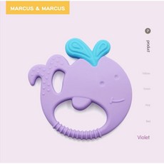 MARCUS&MARCUS 動物樂園感官啟發固齒器 寶寶長牙必備 磨牙玩具, 1個, 固齒玩具-紫 (鯨魚)