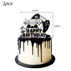 130220cm 블랙 비디오 게임 테이블보 파티 용품 네온 발광 커버 생일 장식, 11 Cake Flag 1pcs