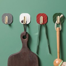 무타공 흡착 후크 걸이 다용도 거치대, 1개, 짧은세트 (그린 4p)