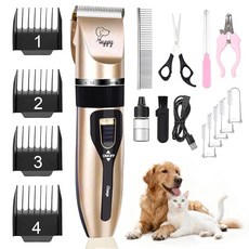 HappyYILIDA 그루밍용 강아지 클리퍼 저소음 전기 조용함 조절 가능한 클리퍼 빗 그루밍 키트용 고양이 용품 반려동물 털 키트 집에서 강아지용123504, HappyYILIDA 그루밍용 강아지 클리퍼, 저소음,