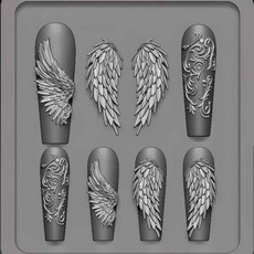 네일 템플릿 아트 스텐실 레이스 보우 꽃 금형 아크릴 3D DIY 디자인 조각 실리콘 손톱 스탬핑 플레이트 장식 도구, 옵션03) 032, 1개