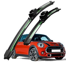 호환 미니 쿠퍼 (F56/F55)2014-2024 와이퍼 초발수 저소음 자국 없음 호환용 전면 와이퍼 블레이드 2종 세트, 초록색